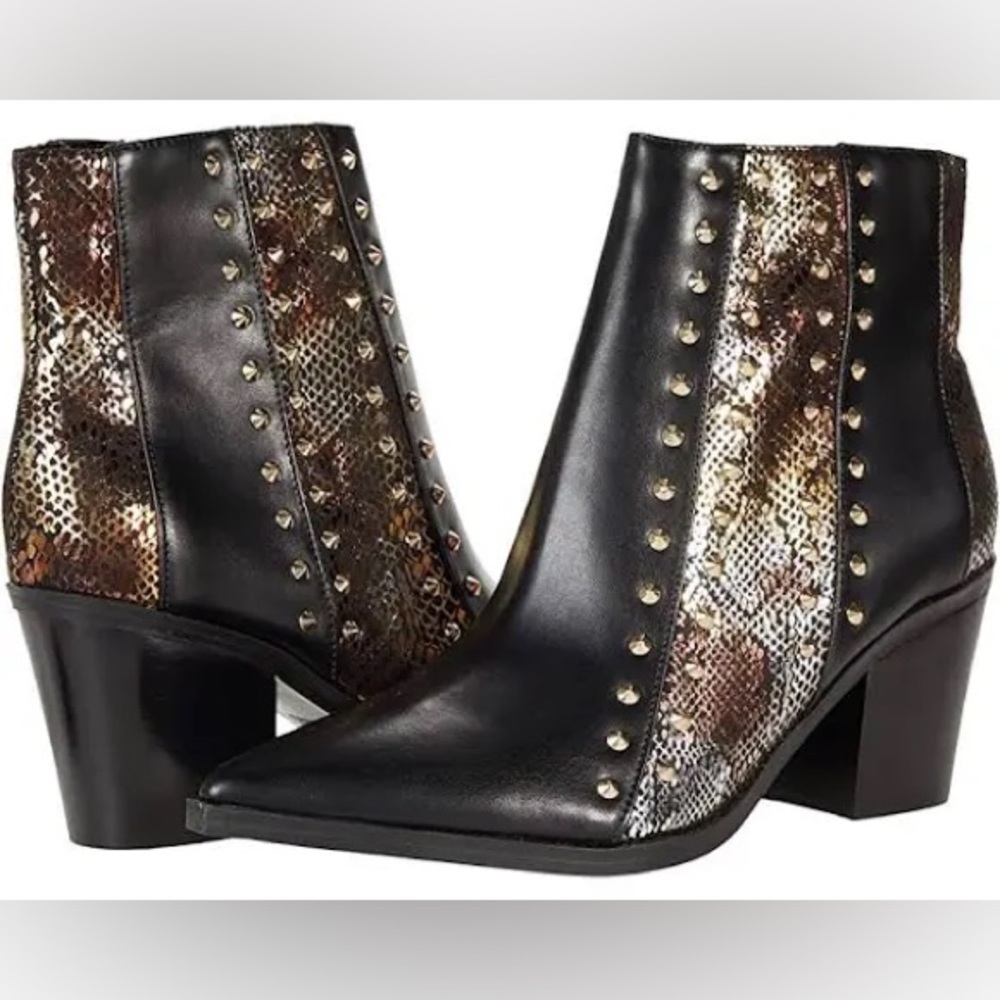 Nine West What 3 Metallic Snake Print Faux Leather Ankle Boots